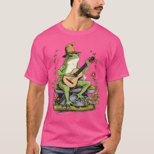 T-shirt Cottagecore Grenouille esthétique Jouer Banjo Guit