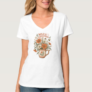 T-Shirt Cottagecore Sauvage Non Filtré Linogravure
