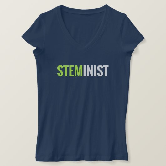 T-shirt Cou-V ajusté STEMinist (Lime/Blanc) (Design devant)