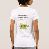 T-shirt Cou V féminin Détente Blue Cornhole (Dos)