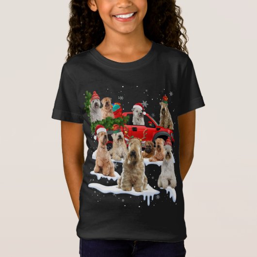 T-Shirt Couché doux Roue Terrier Rouge Camion Noël Tr (Devant)