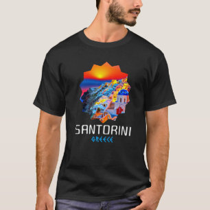 T-shirt Coucher de soleil à Santorin Grèce Peinture 1