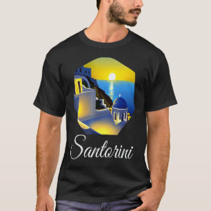 T-shirt Coucher De Soleil À Santorin Peinture Grèce