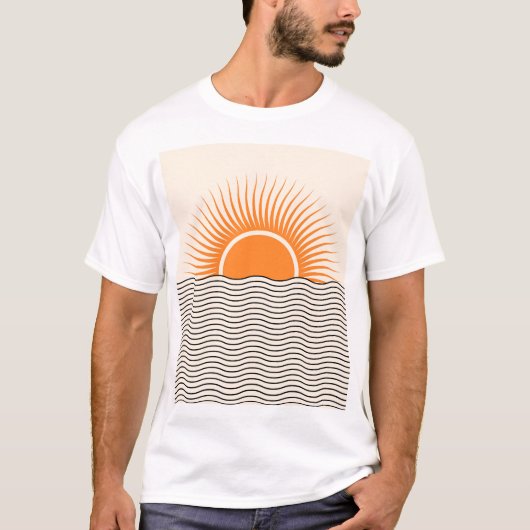 T-shirt Coucher de soleil Abstrait : décoration boho géomé (Devant)