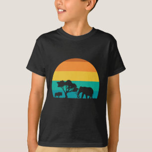 T-shirt Coucher De Soleil Africain Avec Elephant Et Gnu Re