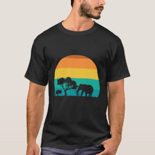 T-shirt Coucher De Soleil Africain Avec Elephant Et Gnu Re