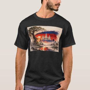 T-shirt Coucher de soleil avec drapeau du Cambodge