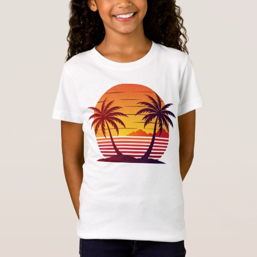T-Shirt Coucher de soleil avec palmiers Vector (Devant)