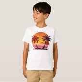 T-shirt Coucher de soleil avec palmiers Vector (Devant entier)
