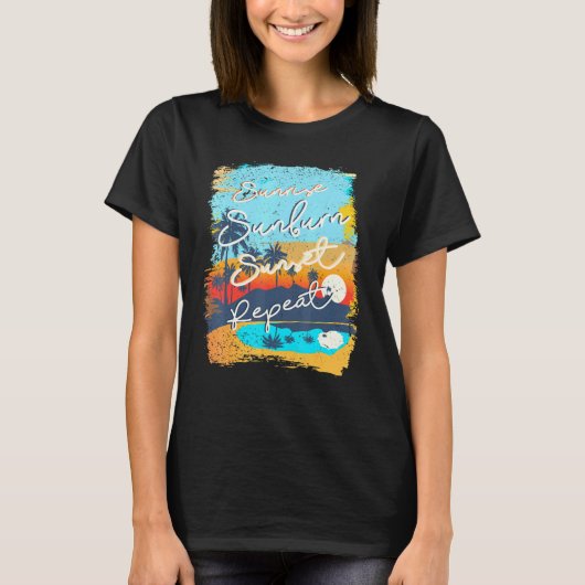 T-shirt Coucher de soleil Coucher de soleil Répéter Retro  (Devant)