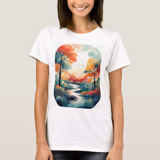T-shirt Coucher de soleil d'automne serein : Impression in