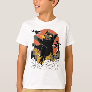 T-shirt Coucher de soleil de catzilla japonaise noir - Cli