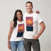 T-shirt coucher de soleil de cycle rétro (Unisexe)