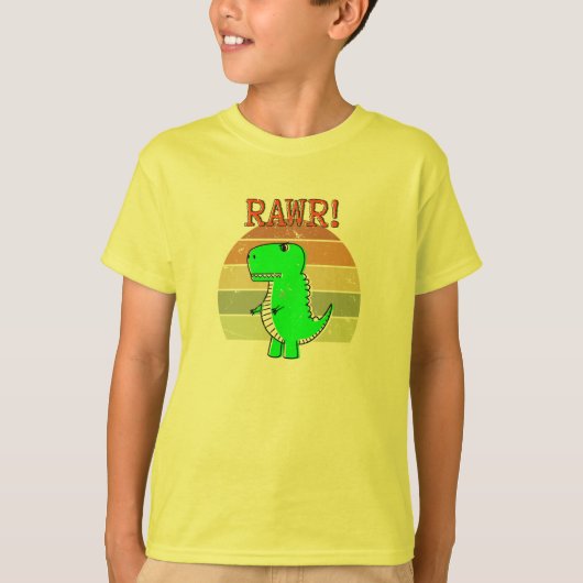 T-shirt Coucher De Soleil De Dinosaure T-Rex De Cartoon Mi (Devant)