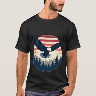 T-shirt Coucher de soleil de la forêt d'aigle américain