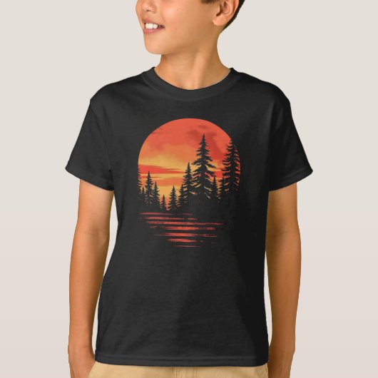 T-shirt Coucher de soleil de la forêt serene (Devant)