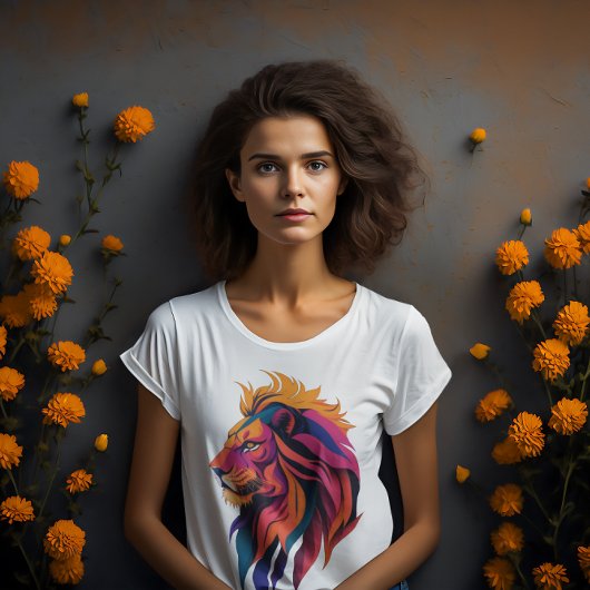 T-shirt Coucher de soleil de lion Art numérique moderne mu