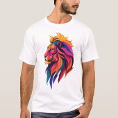T-shirt Coucher de soleil de lion Art numérique moderne mu (Devant)