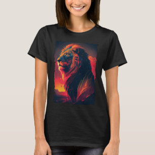 T-shirt Coucher de soleil de Lion les années 70 vintage 4