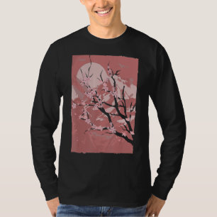 T-shirt Coucher de soleil de montagne Fleur rose Japon Sak
