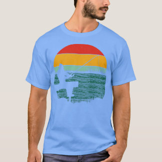 T-shirt Coucher de soleil de pêche rétro