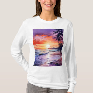 T-shirt Coucher de soleil de plage tropicale n°1 pour femm