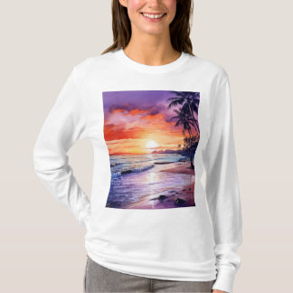 T-shirt Coucher de soleil de plage tropicale n°1 pour femm