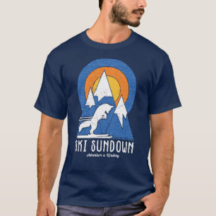 T-shirt Coucher de soleil de ski rétros