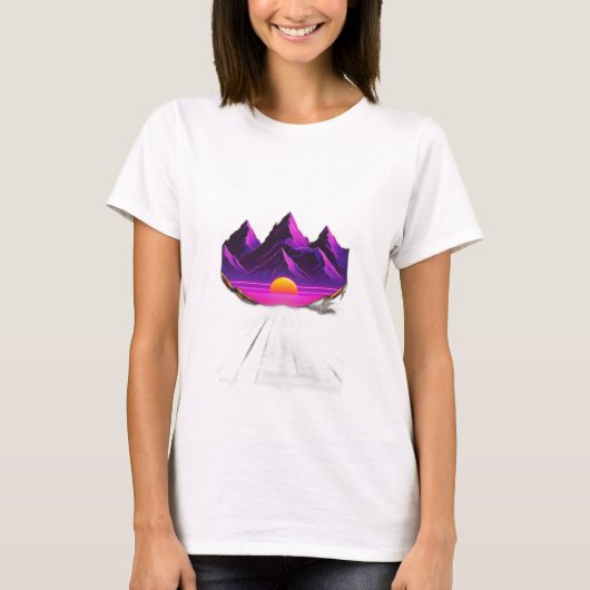 T-shirt coucher de soleil de type synthwave (Devant)