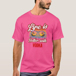 T-shirt Coucher De Soleil De Vodka Rétro Avec Vodka