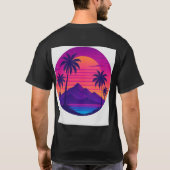 T-shirt Coucher de soleil des années 80 rétro avec palmier (Dos)