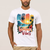 T-shirt Coucher de soleil des Vibes d'été tropicales - Scè (Devant)