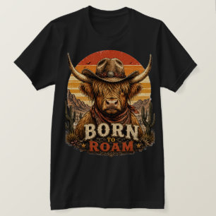 T-Shirt Coucher de Soleil Désertique Cowboy Vache