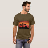 T-shirt Coucher de soleil éléphant (Devant entier)