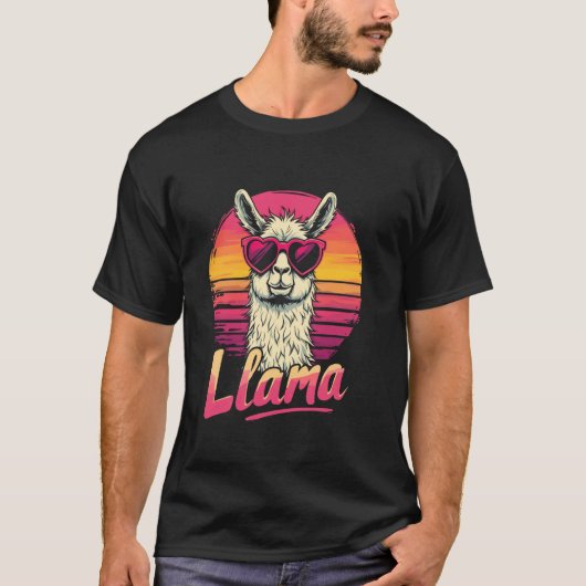 T-shirt Coucher de soleil lama (Devant)