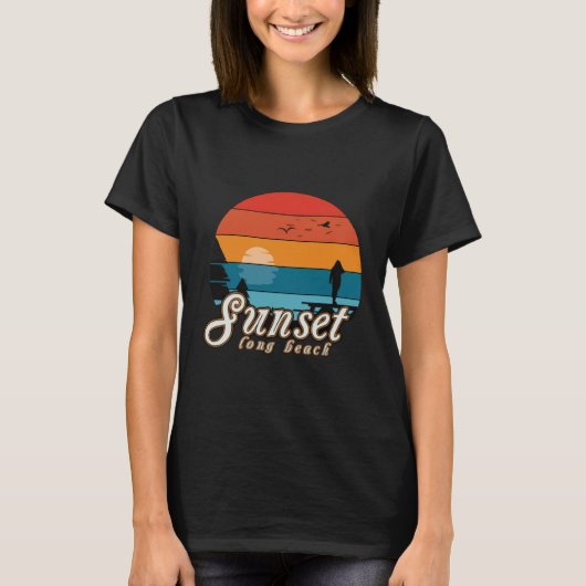 T-shirt Coucher de soleil Long Beach (Devant)