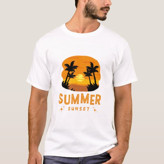 T-shirt coucher de soleil mer (Devant)