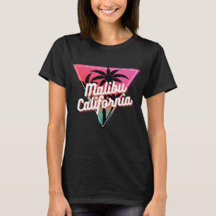 T-shirt Coucher de soleil néon rétro Palmiers Malibu Calif
