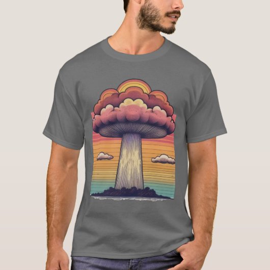 T-shirt Coucher de soleil nuageux de champignons (Devant)