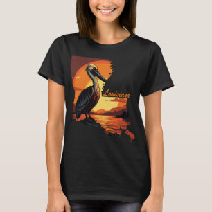 T-shirt Coucher de soleil orange sur le pélican de Louisia