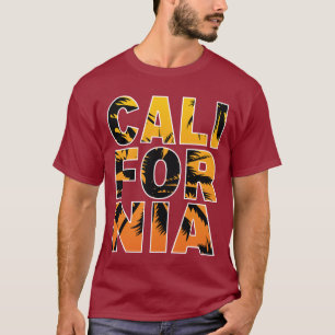 T-Shirt Coucher de Soleil Palmiers Marron de Calif