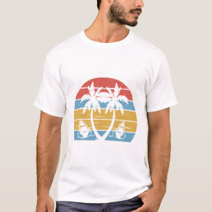T-shirt Coucher de soleil rétro avec motif de couleur vint