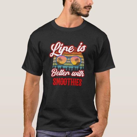 T-shirt Coucher De Soleil Rétro Avec Smoothies (Devant)