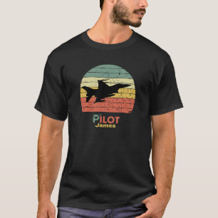 T-shirt Coucher de soleil rétro, avion de chasse à réactio