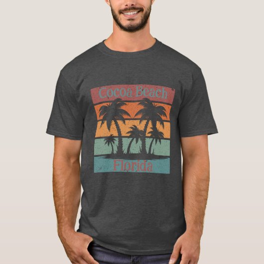 T-shirt Coucher de soleil Retro Beach Palms personnalisé (Devant)