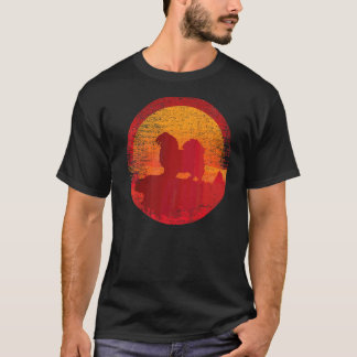 T-shirt Coucher de soleil rétro de Chien Espagnol Tibétain