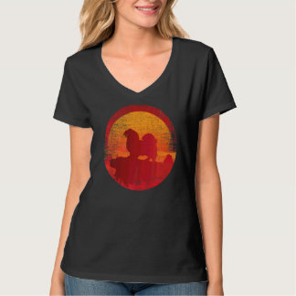 T-shirt Coucher de soleil rétro de Chien Espagnol Tibétain