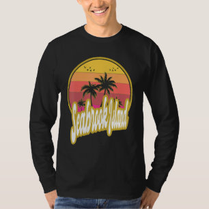 T-shirt Coucher de soleil rétro de la plage de l'île Seabr