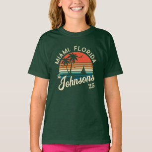 T-shirt Coucher de soleil Retro Famille Plage Vacances Cor