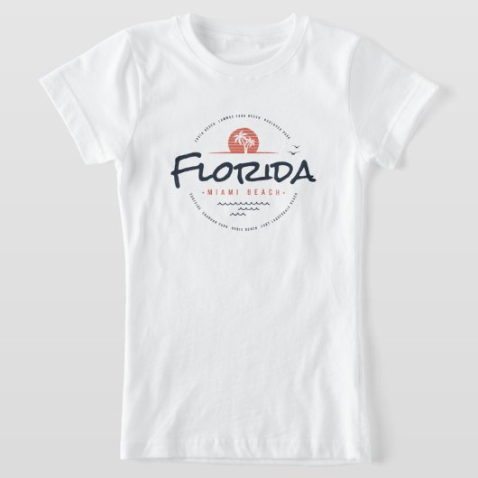 T-Shirt Coucher de soleil rétro Floride Miami Beach Palmie (Poser)